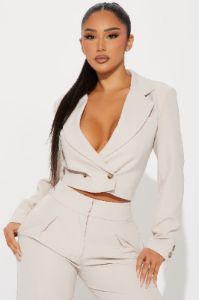 Top Tiered Blazer Pant Set - Cream sold by Fashion Nova
