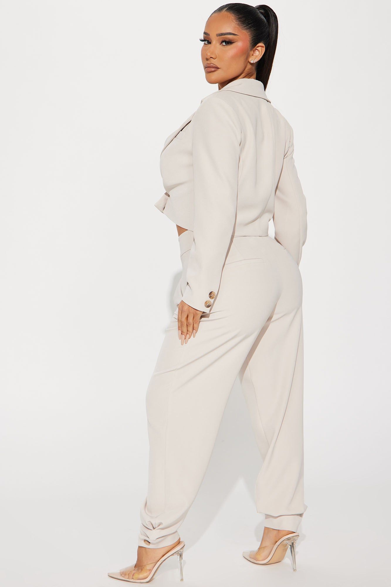Top Tiered Blazer Pant Set - Cream sold by Fashion Nova product image thumbnail 3