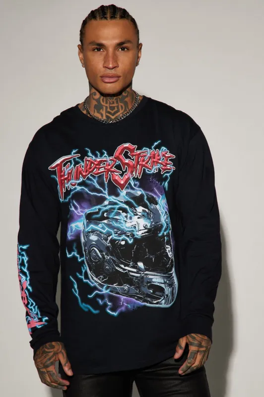 Thunder Strike Long Sleeve Tee - Black sold by Fashion Nova
