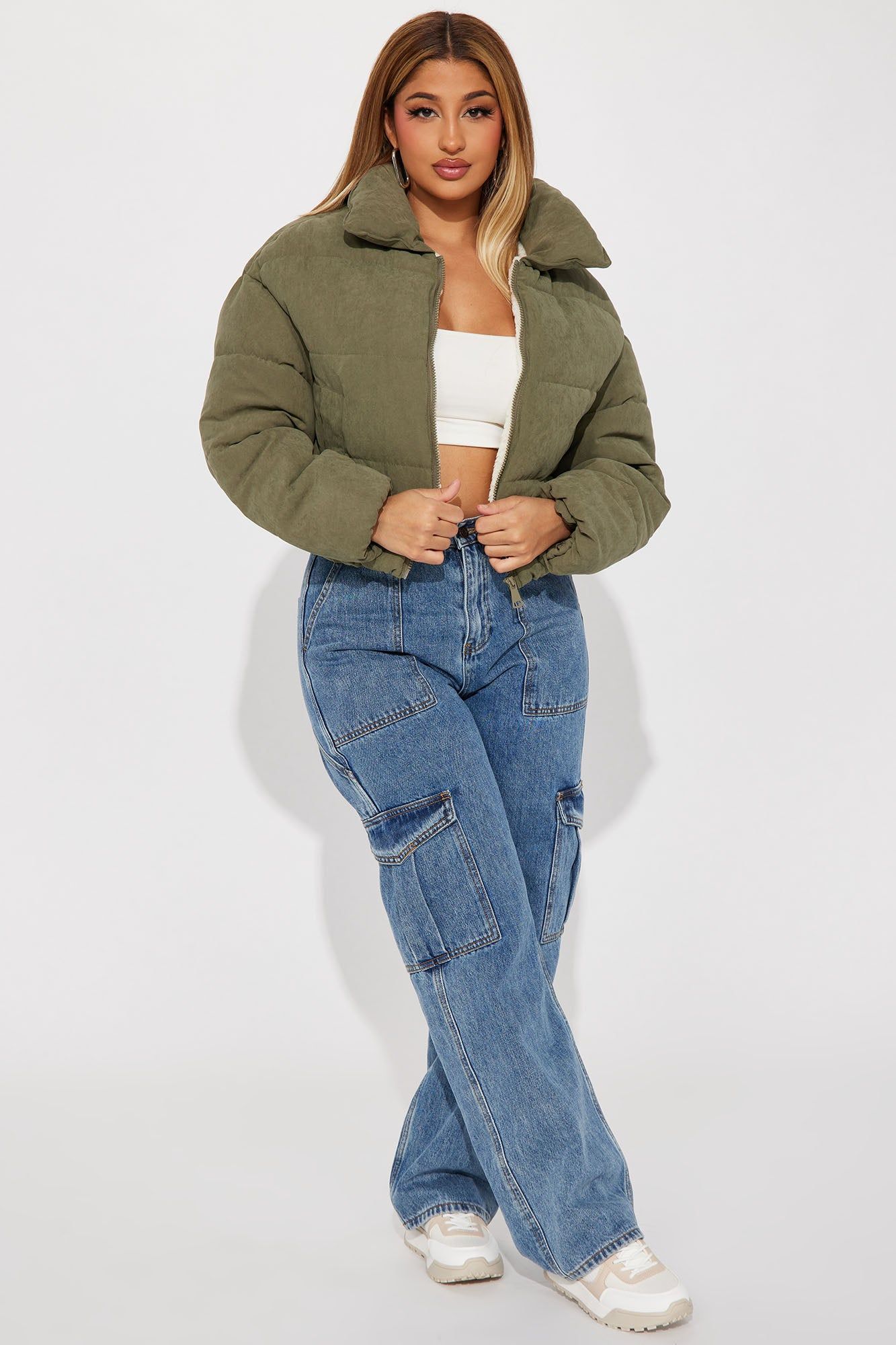 Too Hot To Handle Puffer Jacket - Olive sold by Fashion Nova product image thumbnail 2