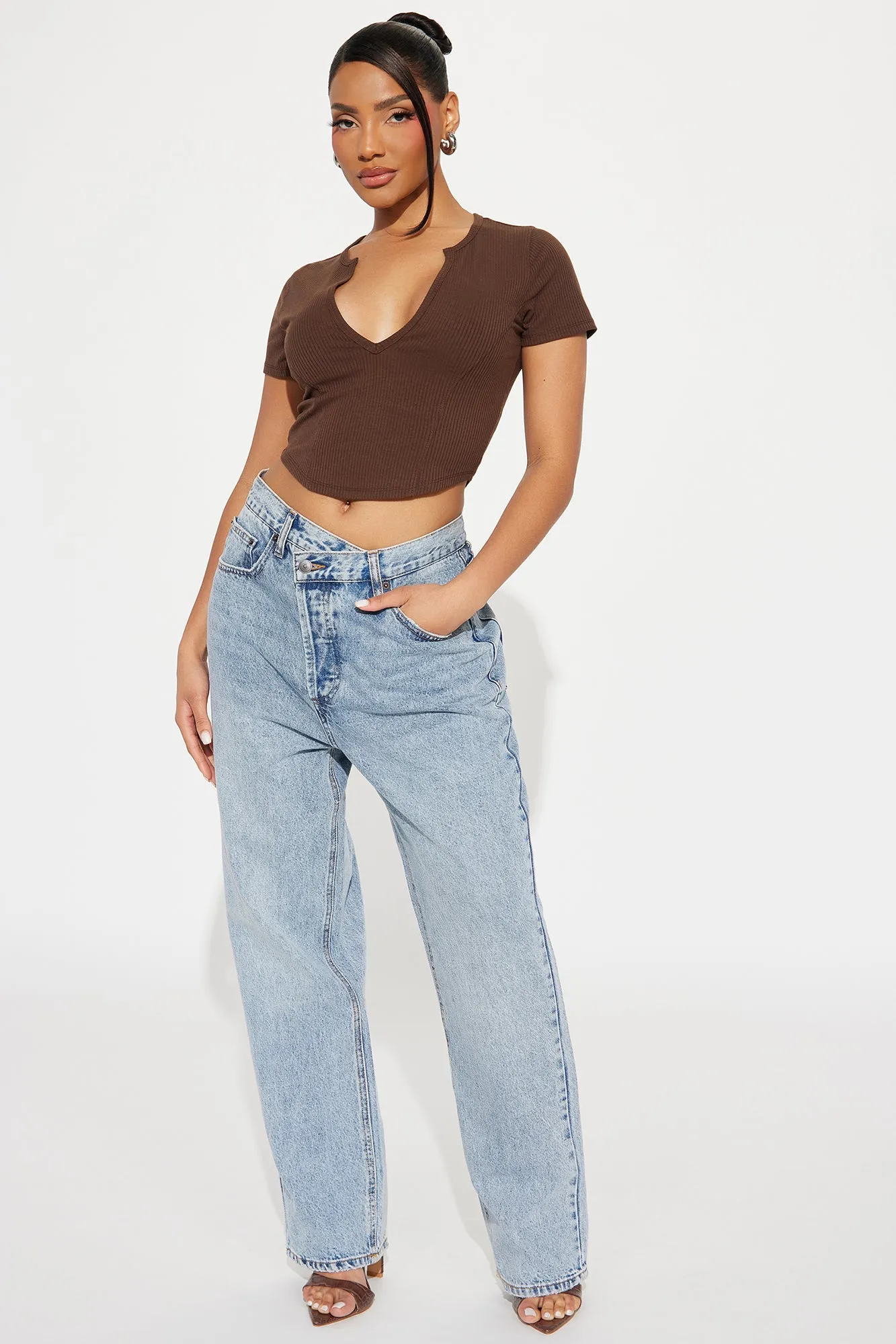 Valentina Plunge Crop Top - Chocolate sold by Fashion Nova product image thumbnail 2