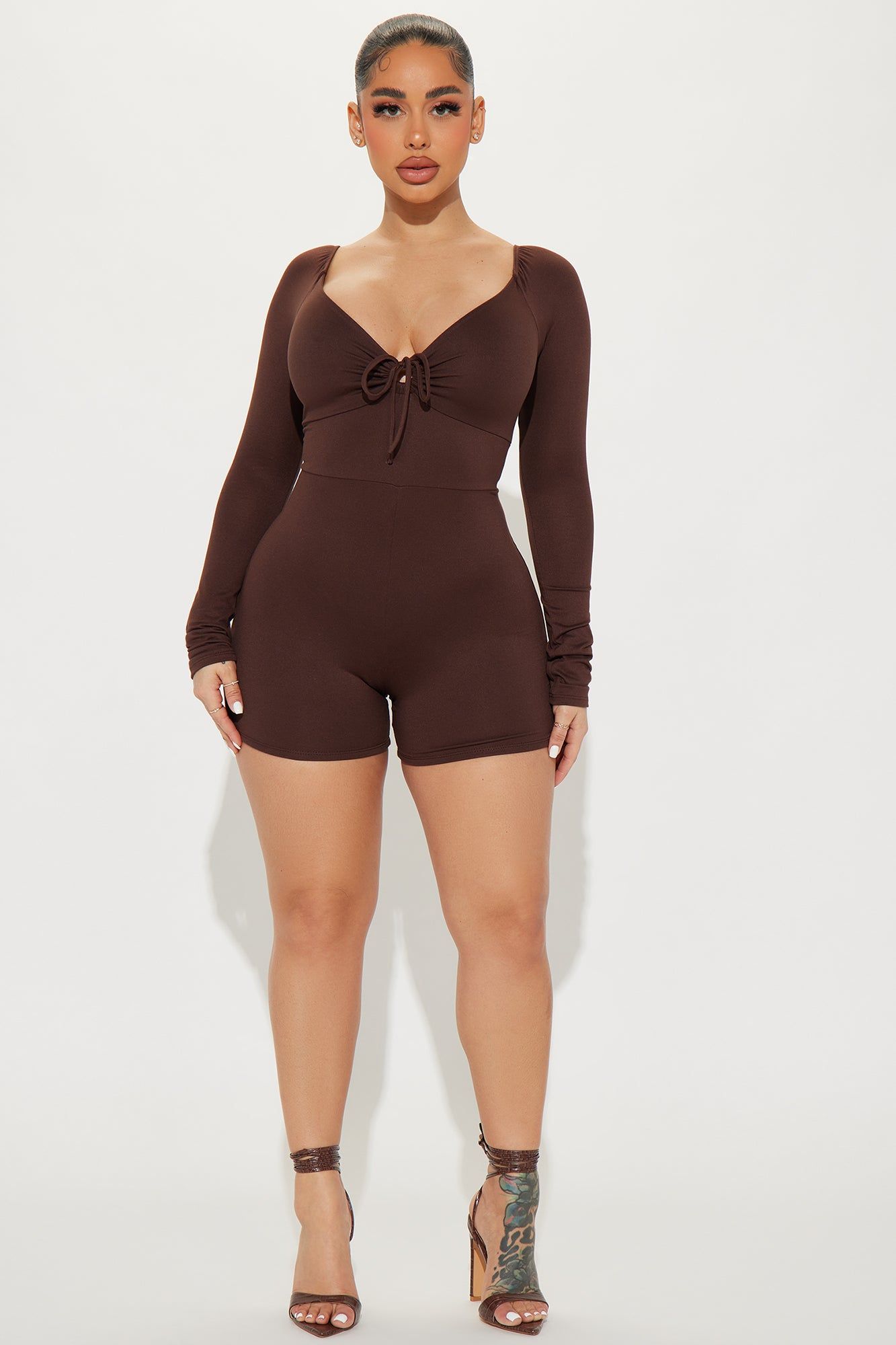 Know You Love Me Romper - Chocolate sold by Fashion Nova product image thumbnail 2