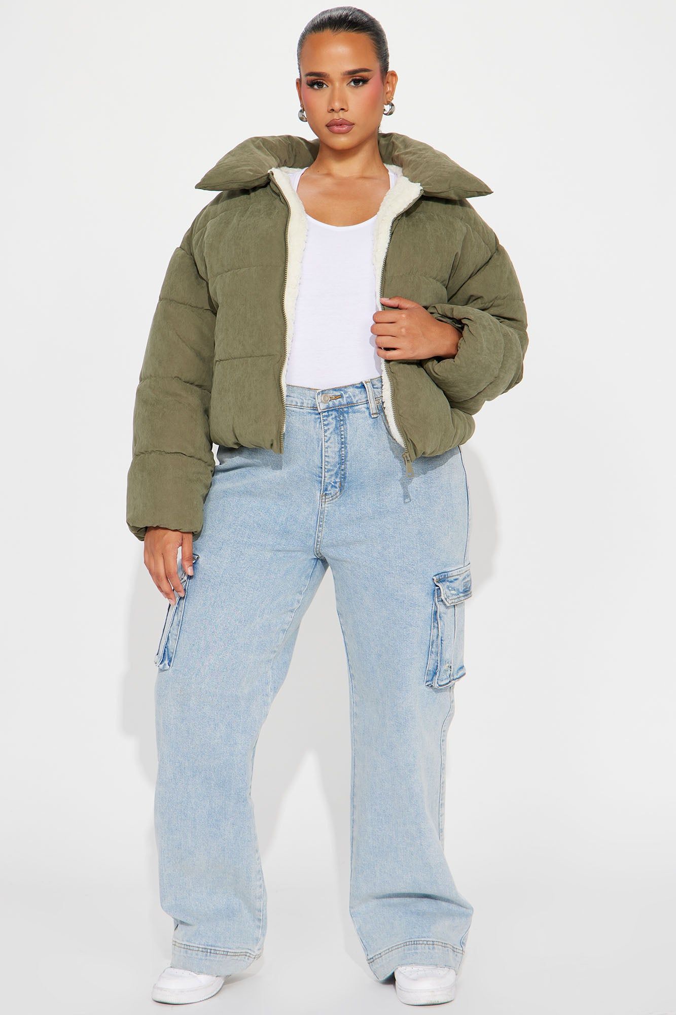 Too Hot To Handle Puffer Jacket - Olive sold by Fashion Nova product image thumbnail 5