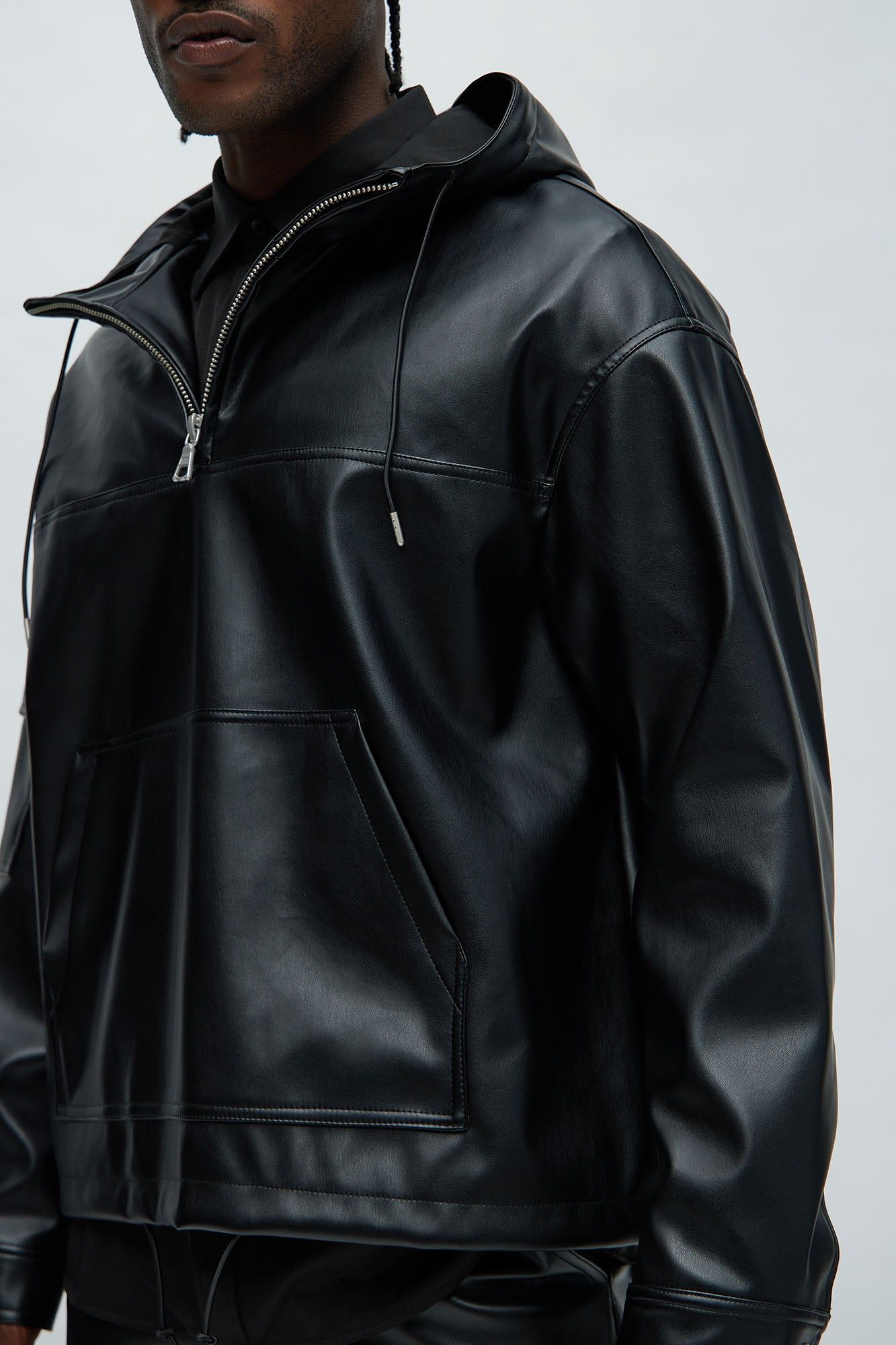 Royce Faux Leather Pullover Jacket - Black sold by Fashion Nova product image thumbnail 3