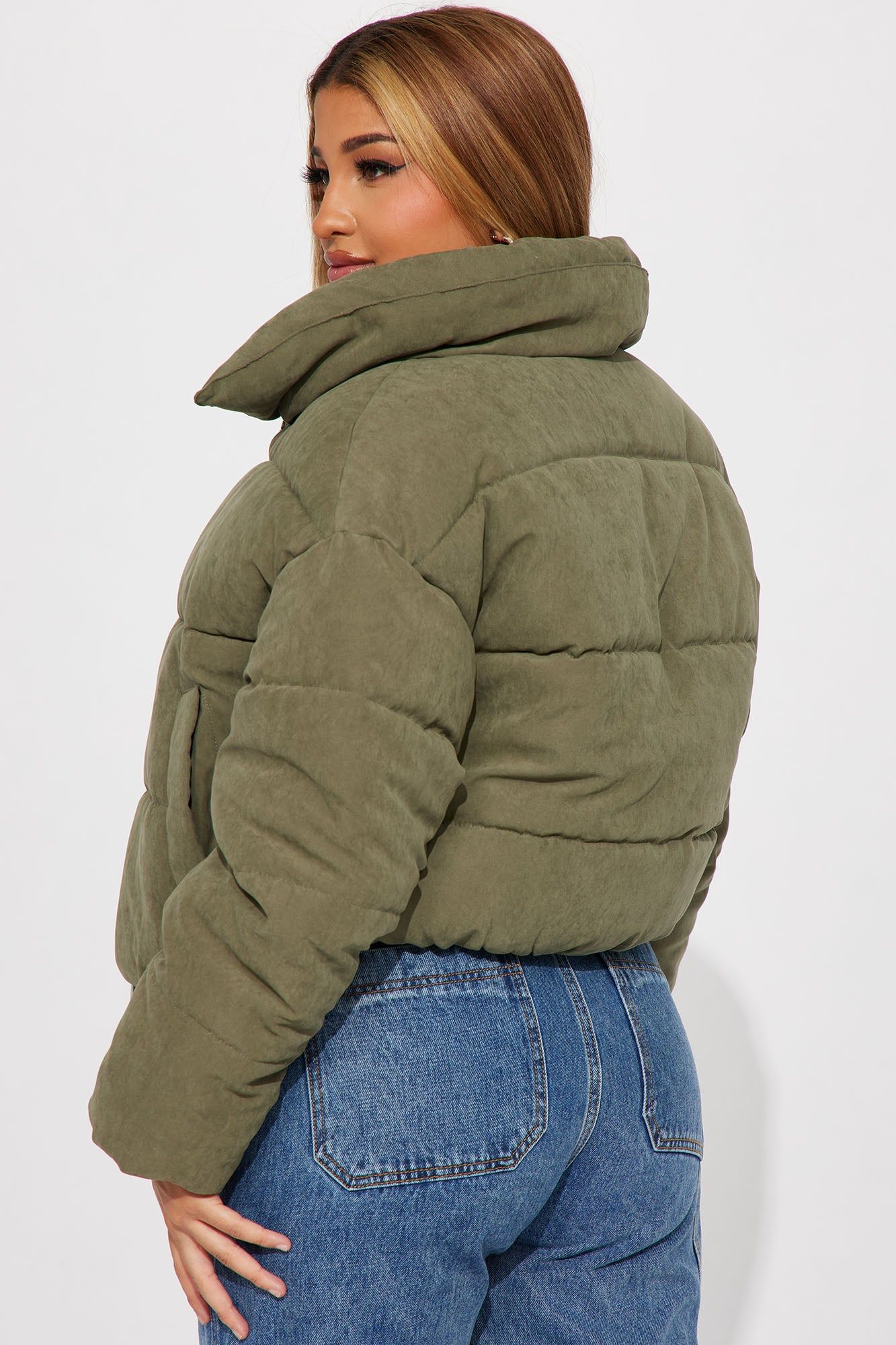 Too Hot To Handle Puffer Jacket - Olive sold by Fashion Nova product image thumbnail 3