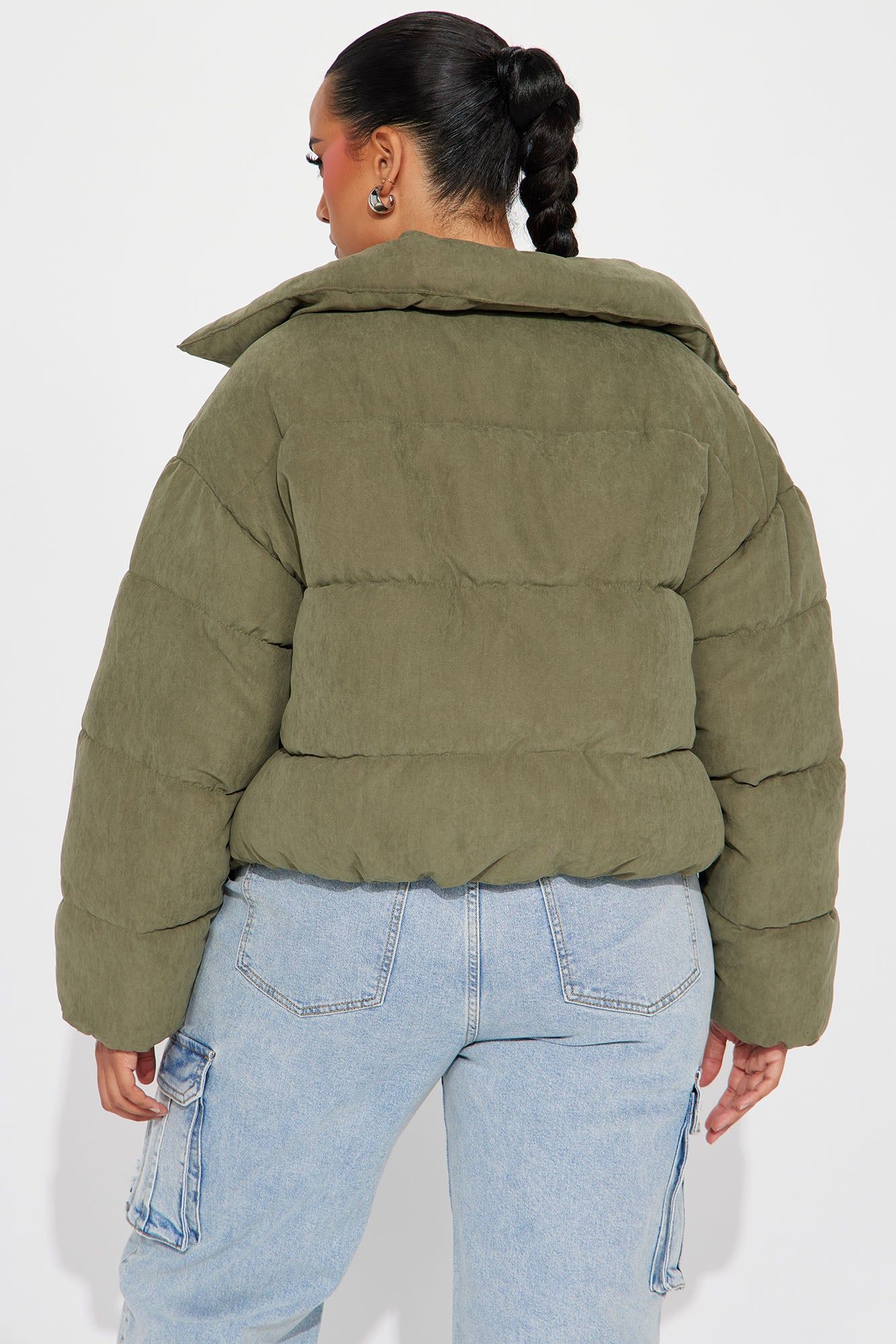 Too Hot To Handle Puffer Jacket - Olive sold by Fashion Nova product image thumbnail 6