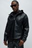 Royce Faux Leather Pullover Jacket - Black sold by Fashion Nova