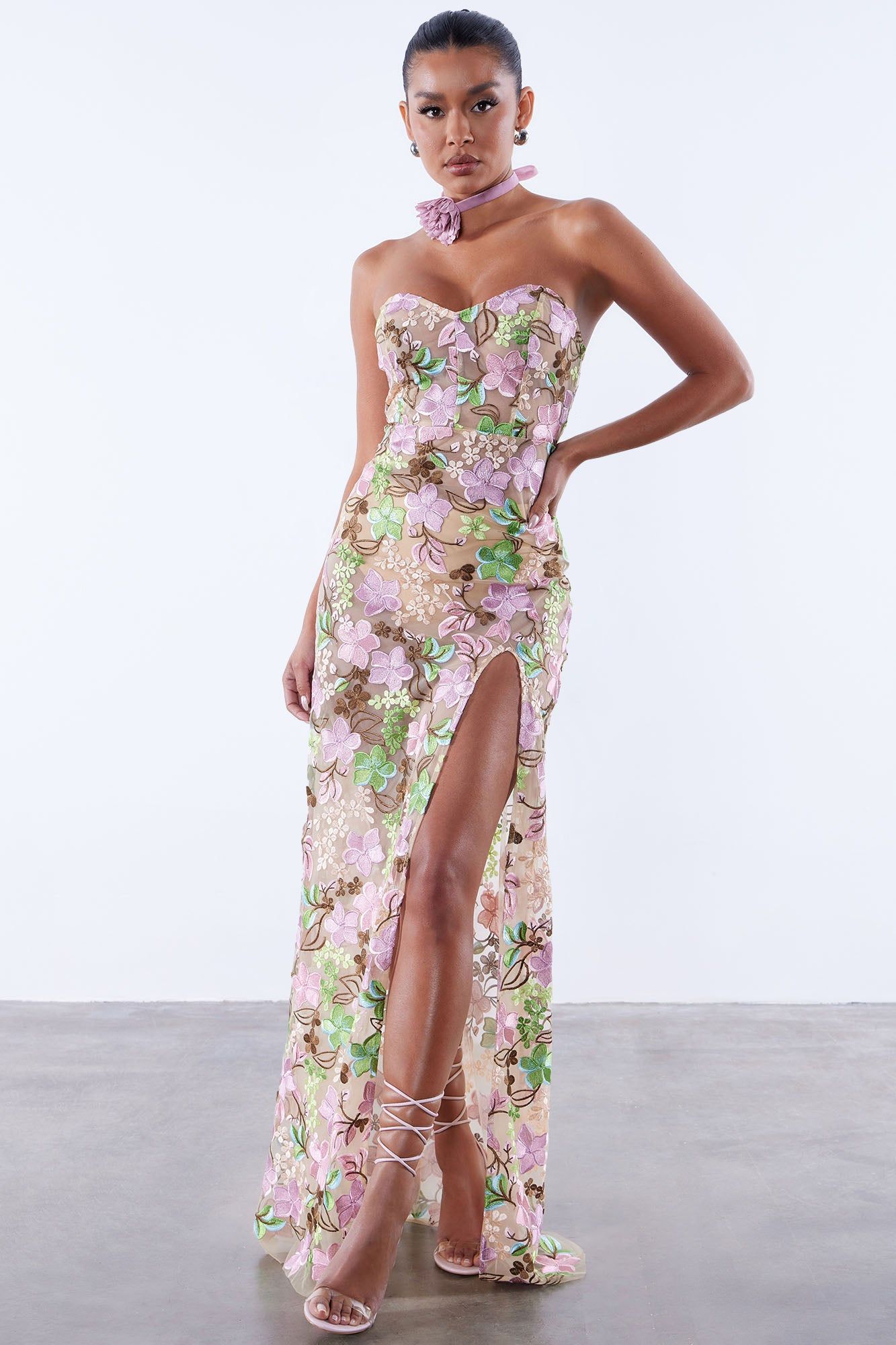 Tiana Floral Maxi Dress - Nude/combo sold by Fashion Nova