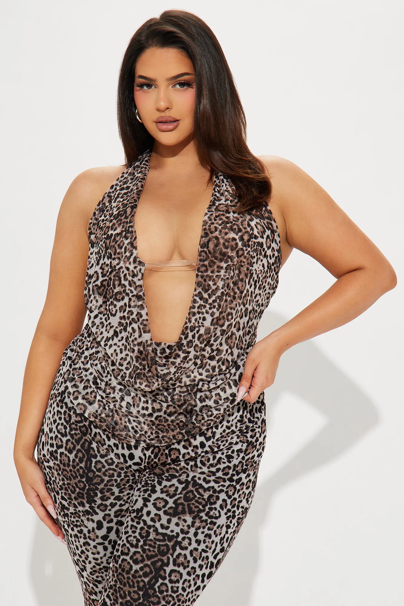 Tia Leopard Mesh Capri Set - Brown sold by Fashion Nova product image thumbnail 5