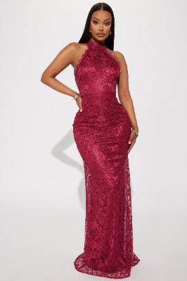 Keira Lace Gown - Wine made by Fashion Nova