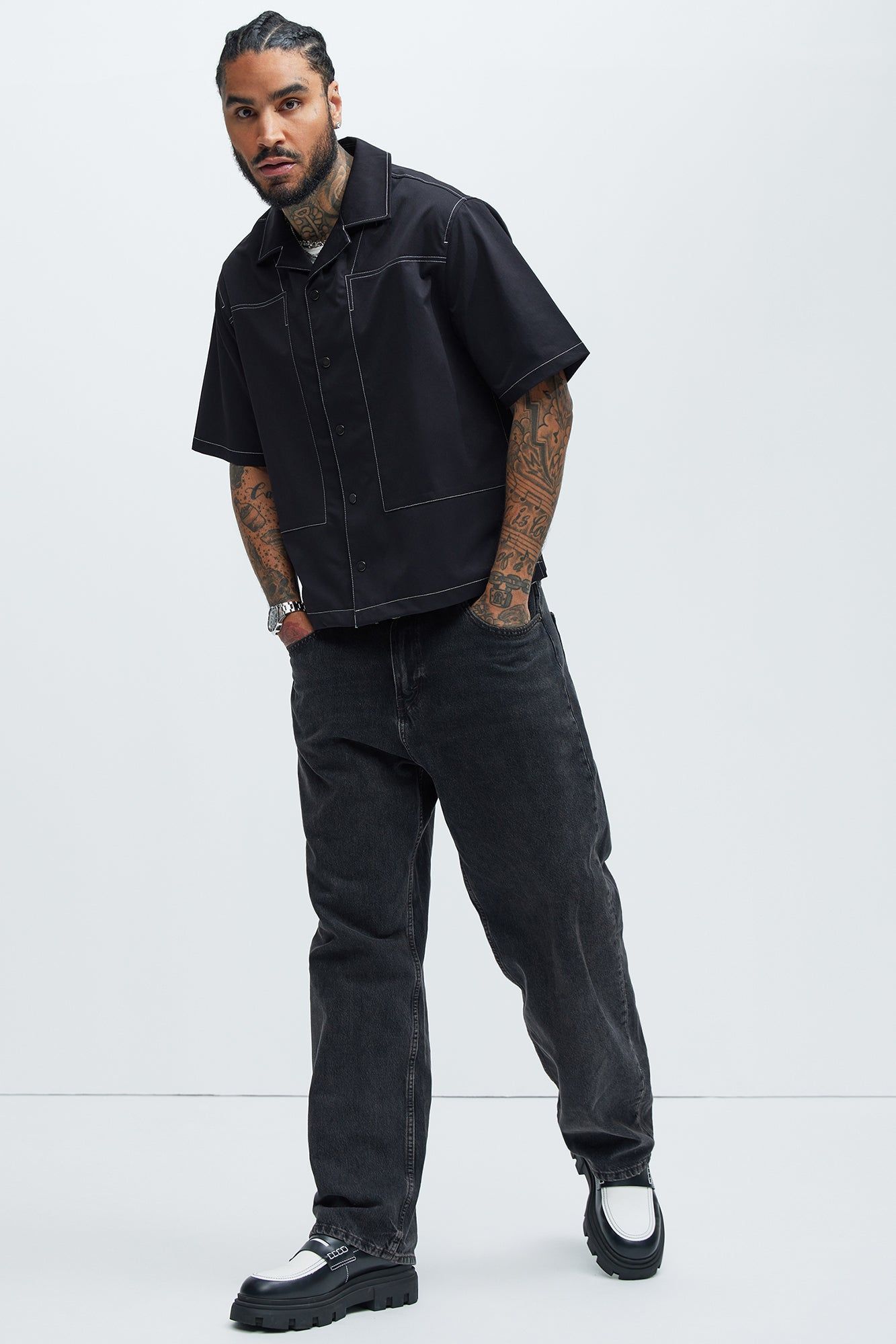 Hudson Contrast Stitching Shirt - Black sold by Fashion Nova product image thumbnail 2