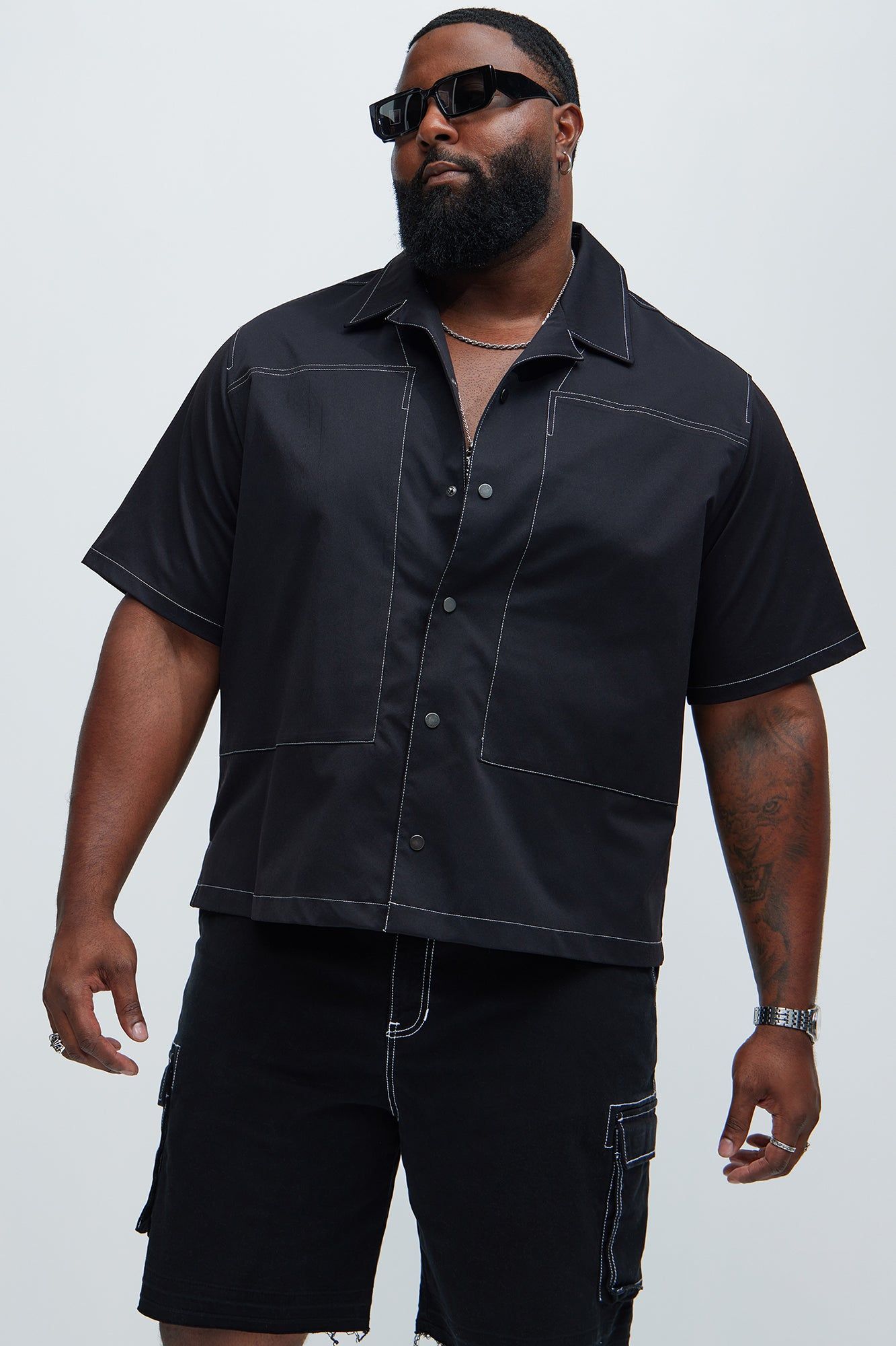 Hudson Contrast Stitching Shirt - Black sold by Fashion Nova product image thumbnail 4