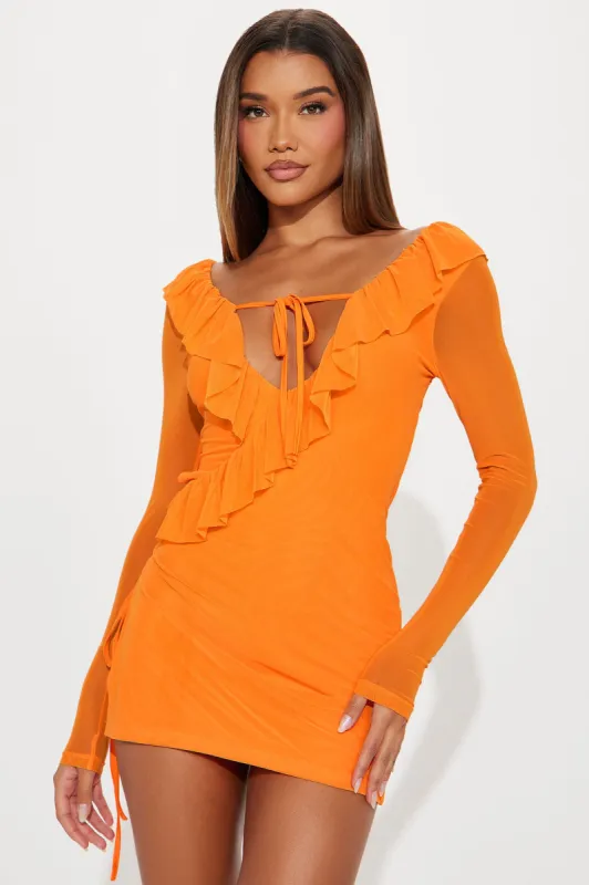 Don't Call Mesh Micro Mini Dress - Orange sold by Fashion Nova