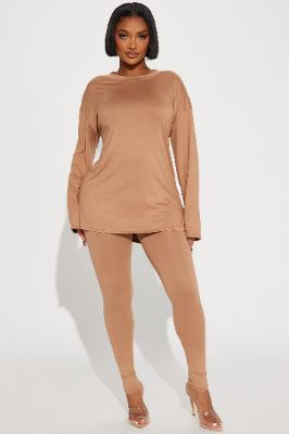Weekend Vibes Long Sleeve Set - Mocha sold by Fashion Nova