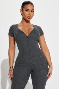 Londyn Jumpsuit - Charcoal sold by Fashion Nova