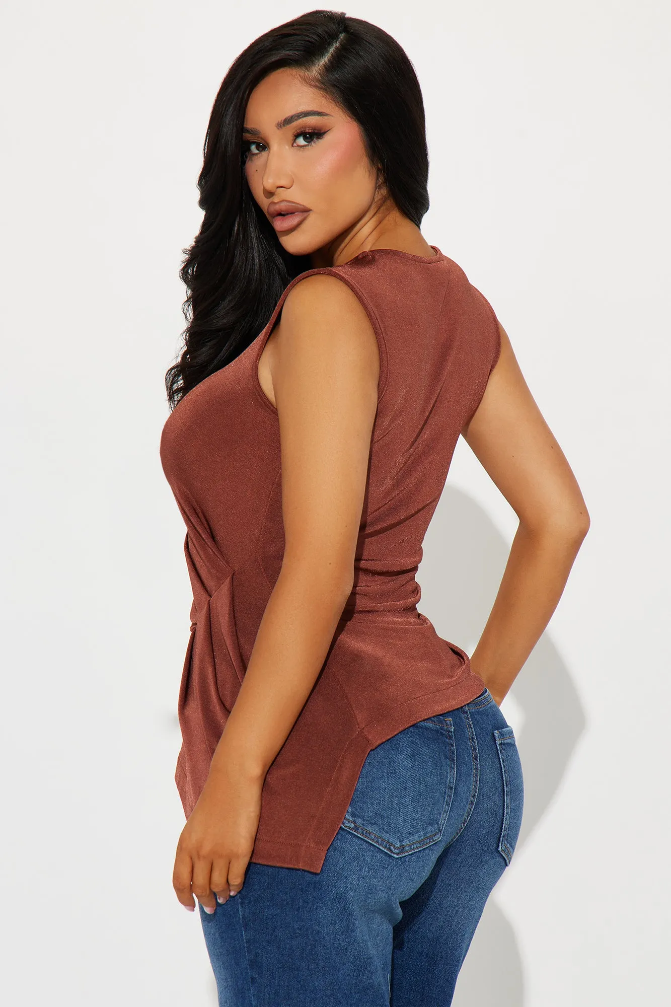 Heather Ruched Top - Chocolate sold by Fashion Nova product image thumbnail 3
