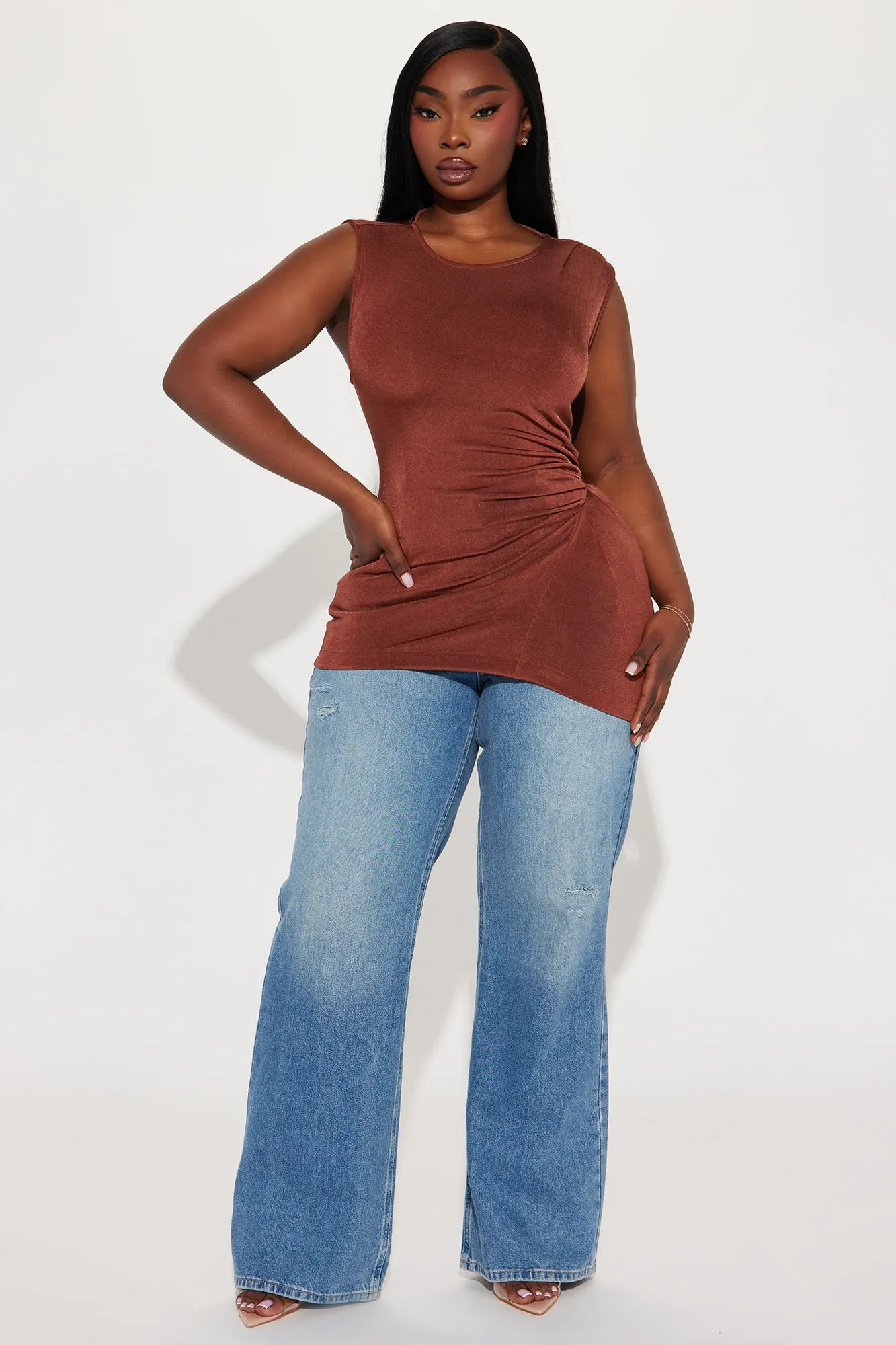 Heather Ruched Top - Chocolate sold by Fashion Nova product image thumbnail 5