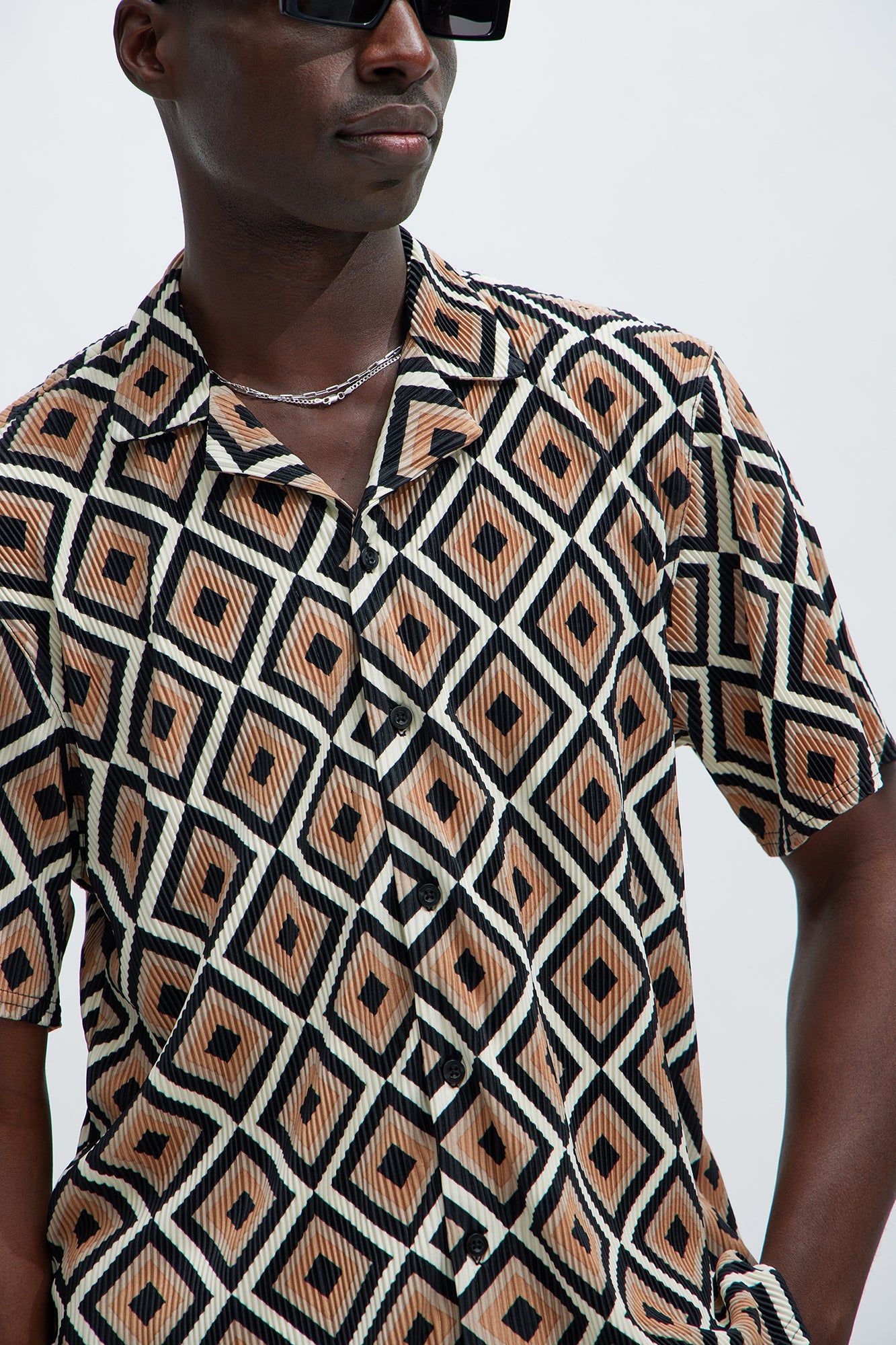 Iconic Geometric Shirt - Natural/Combo sold by Fashion Nova product image thumbnail 3