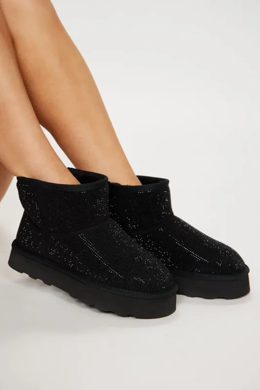 Galene Embellished Booties - Black/Black sold by Fashion Nova