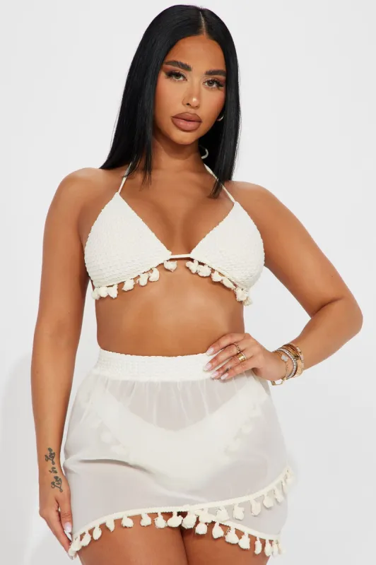 There's A Beach For That 3 Piece Sunsuit Set - Ivory sold by Fashion Nova