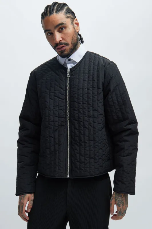 Warren Nylon Zip Jacket - Black sold by Fashion Nova
