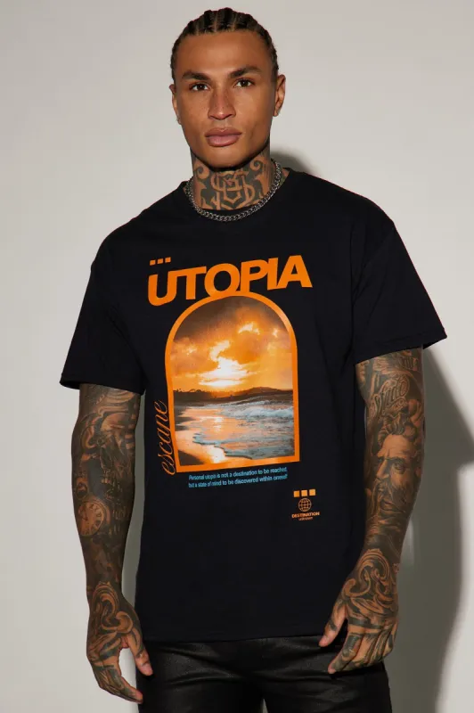 Utopia Sunset Short Sleeve Tee - Black made by Fashion Nova