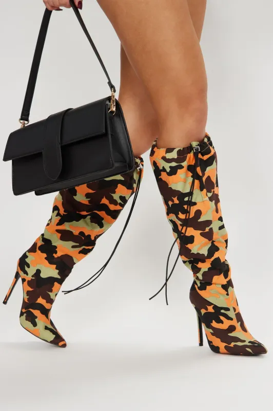 Boot Camp Knee High Boots - Yellow/combo sold by Fashion Nova