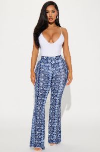 Melanie Flare Pant - Navy/combo sold by Fashion Nova