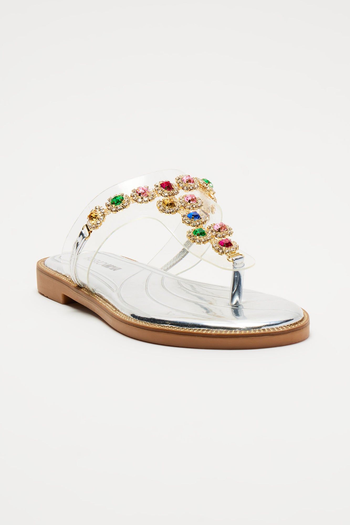 Friends Forever Embellished Flat Sandals - Silver sold by Fashion Nova product image thumbnail 2