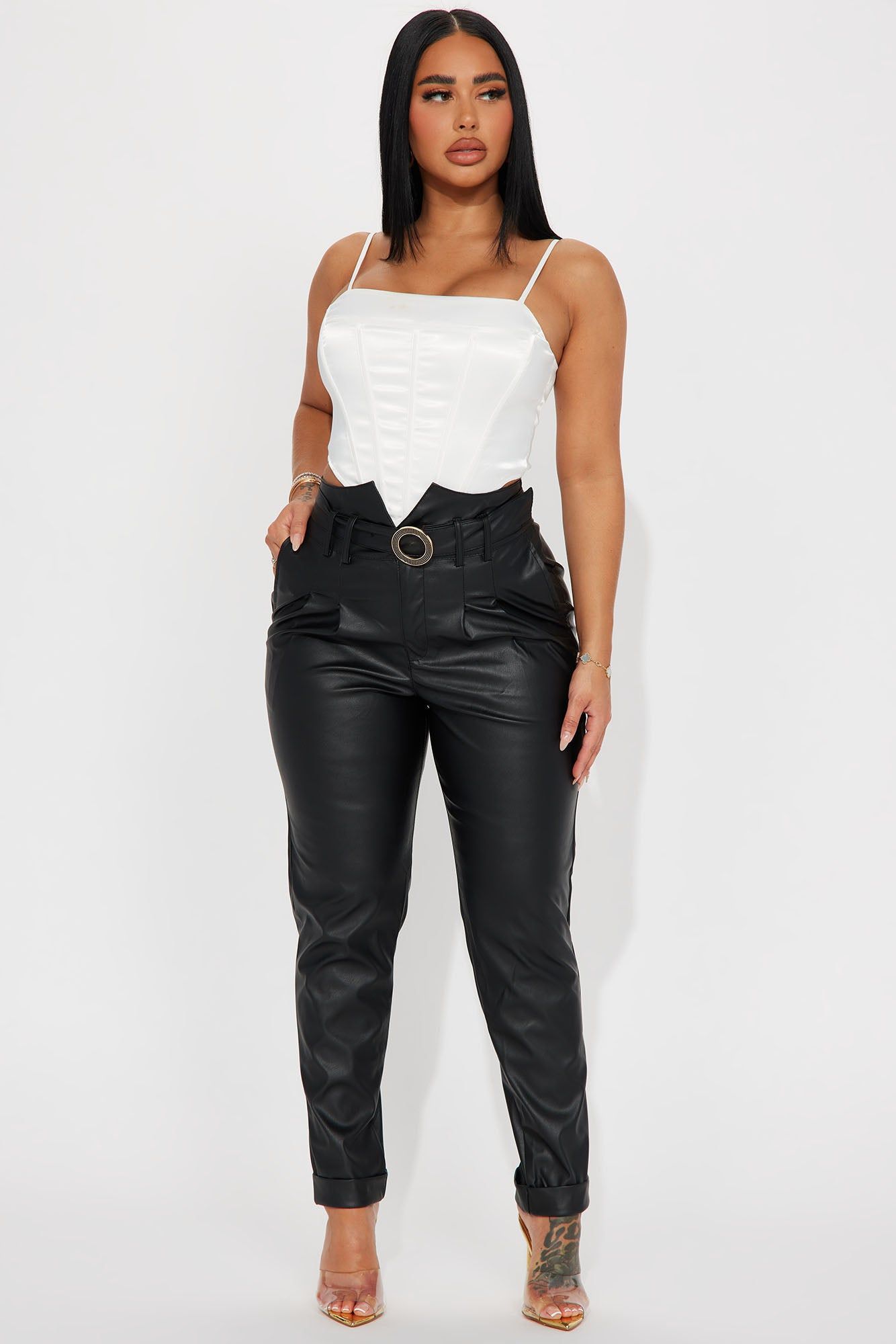 Taking Time Faux Leather Pant - Black sold by Fashion Nova