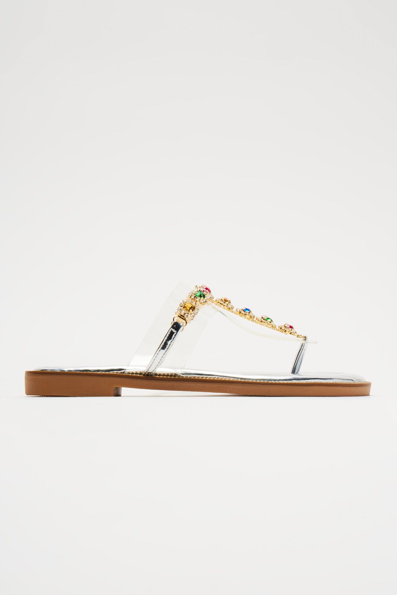 Friends Forever Embellished Flat Sandals - Silver sold by Fashion Nova product image thumbnail 4