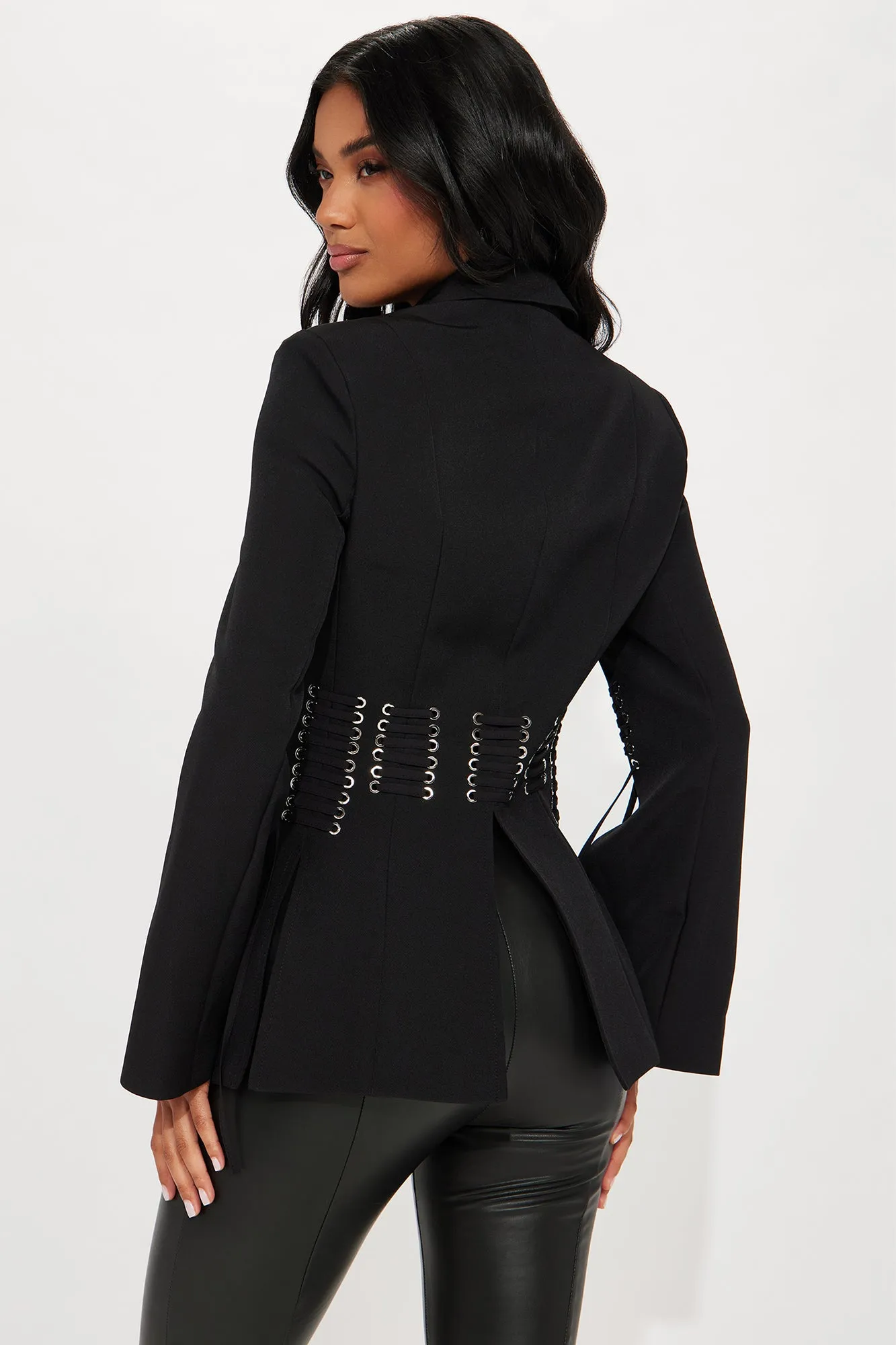 Get To The Point Lace Up Blazer - Black sold by Fashion Nova product image thumbnail 4