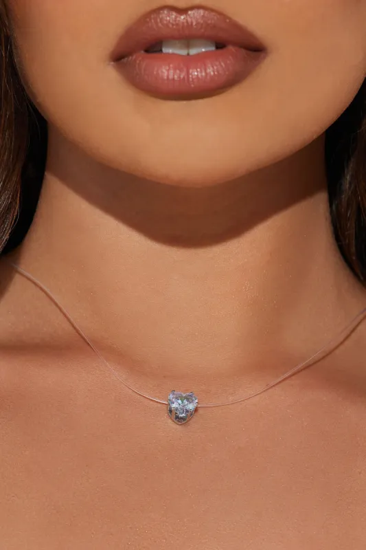 Clearly I'm In Love Necklace - Clear/Silver sold by Fashion Nova