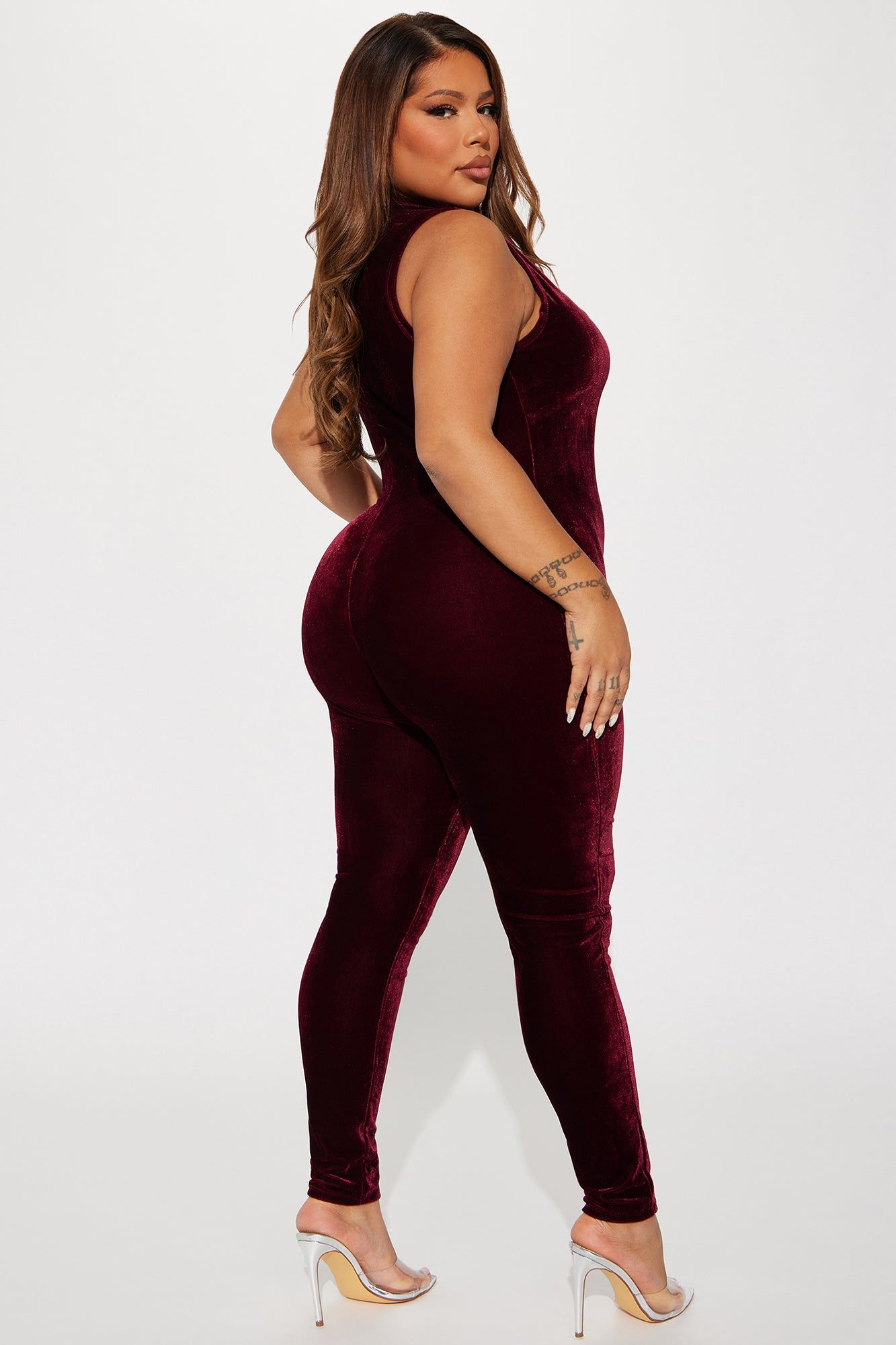 Catch Me Inside Velvet Jumpsuit - Burgundy sold by Fashion Nova product image thumbnail 6