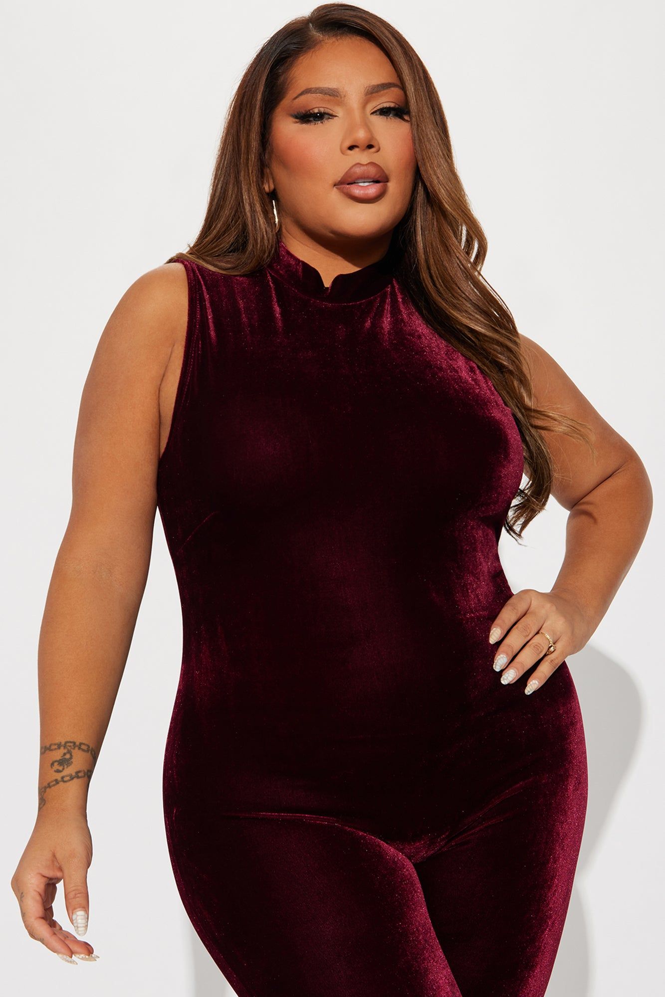 Catch Me Inside Velvet Jumpsuit - Burgundy sold by Fashion Nova product image thumbnail 5