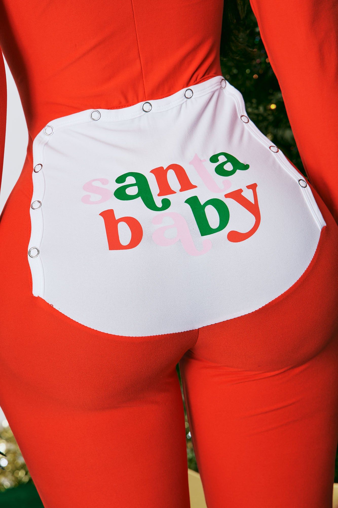 Santa Babe PJ Jumpsuit Onesie - Red/combo sold by Fashion Nova product image thumbnail 4