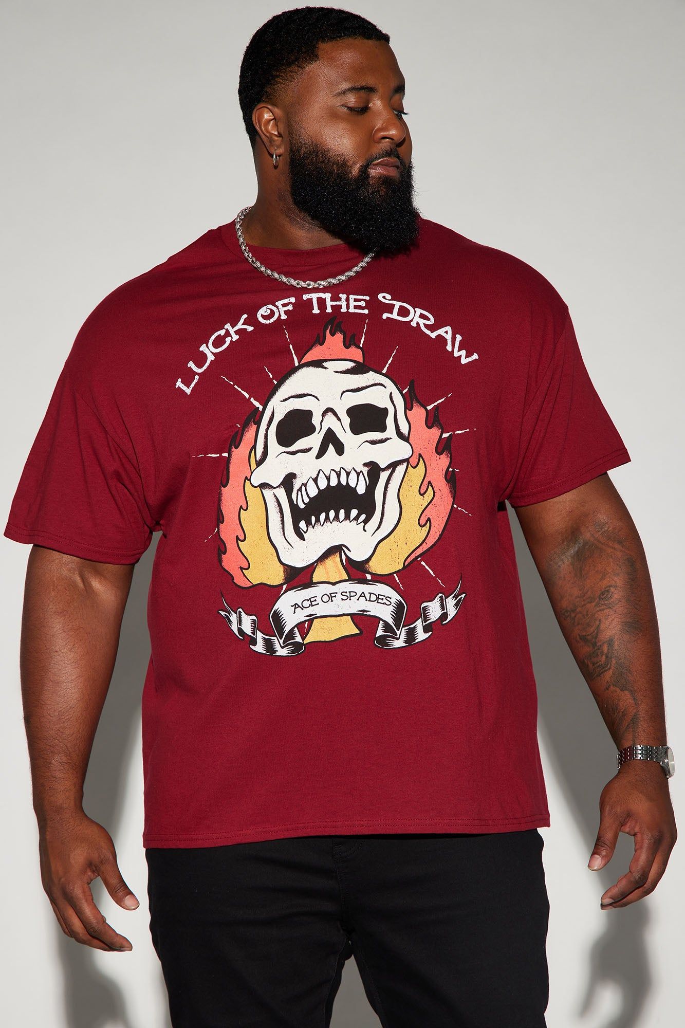 Luck Of The Draw Short Sleeve Tee - Burgundy sold by Fashion Nova product image thumbnail 4