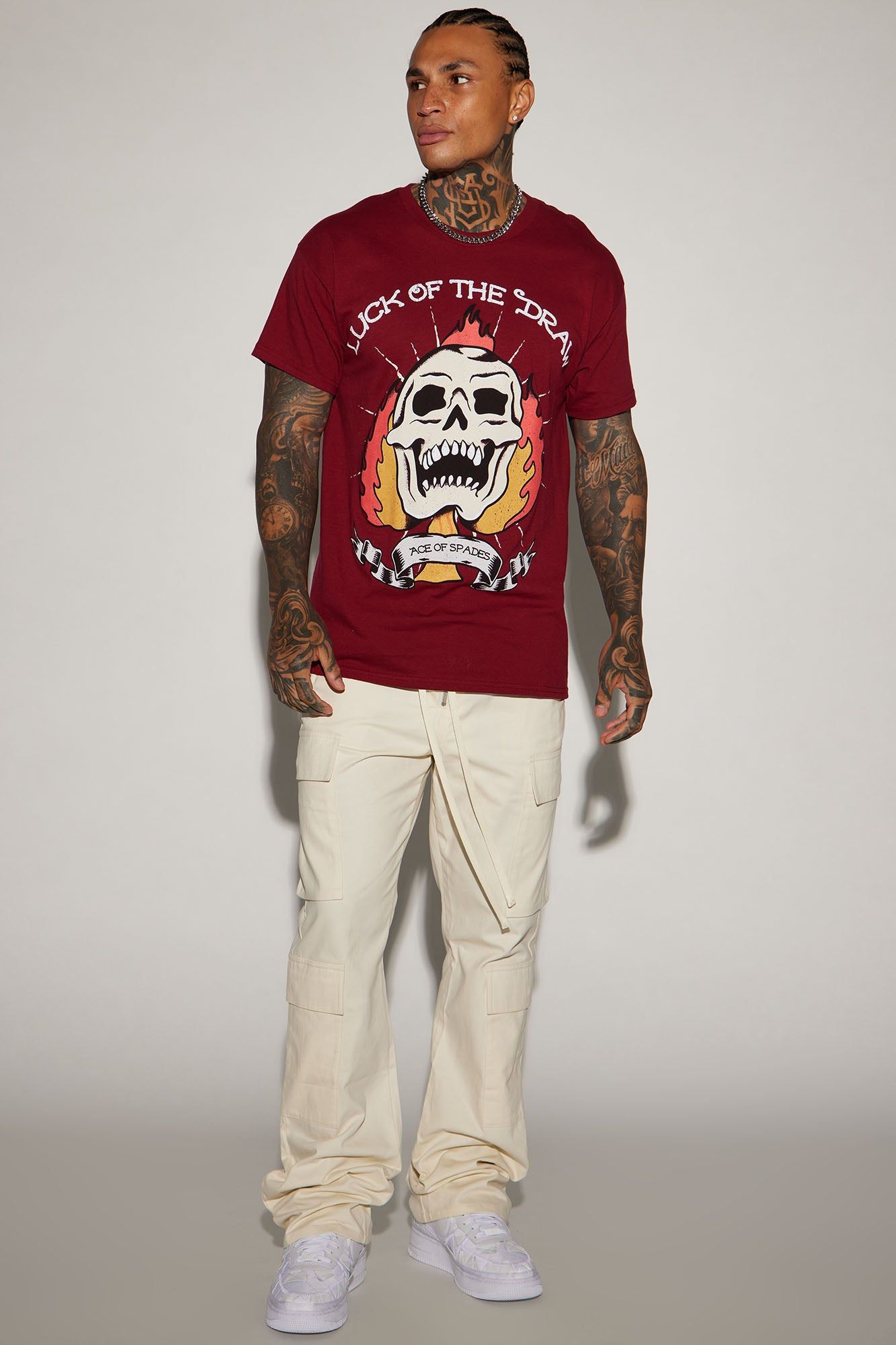 Luck Of The Draw Short Sleeve Tee - Burgundy sold by Fashion Nova product image thumbnail 2