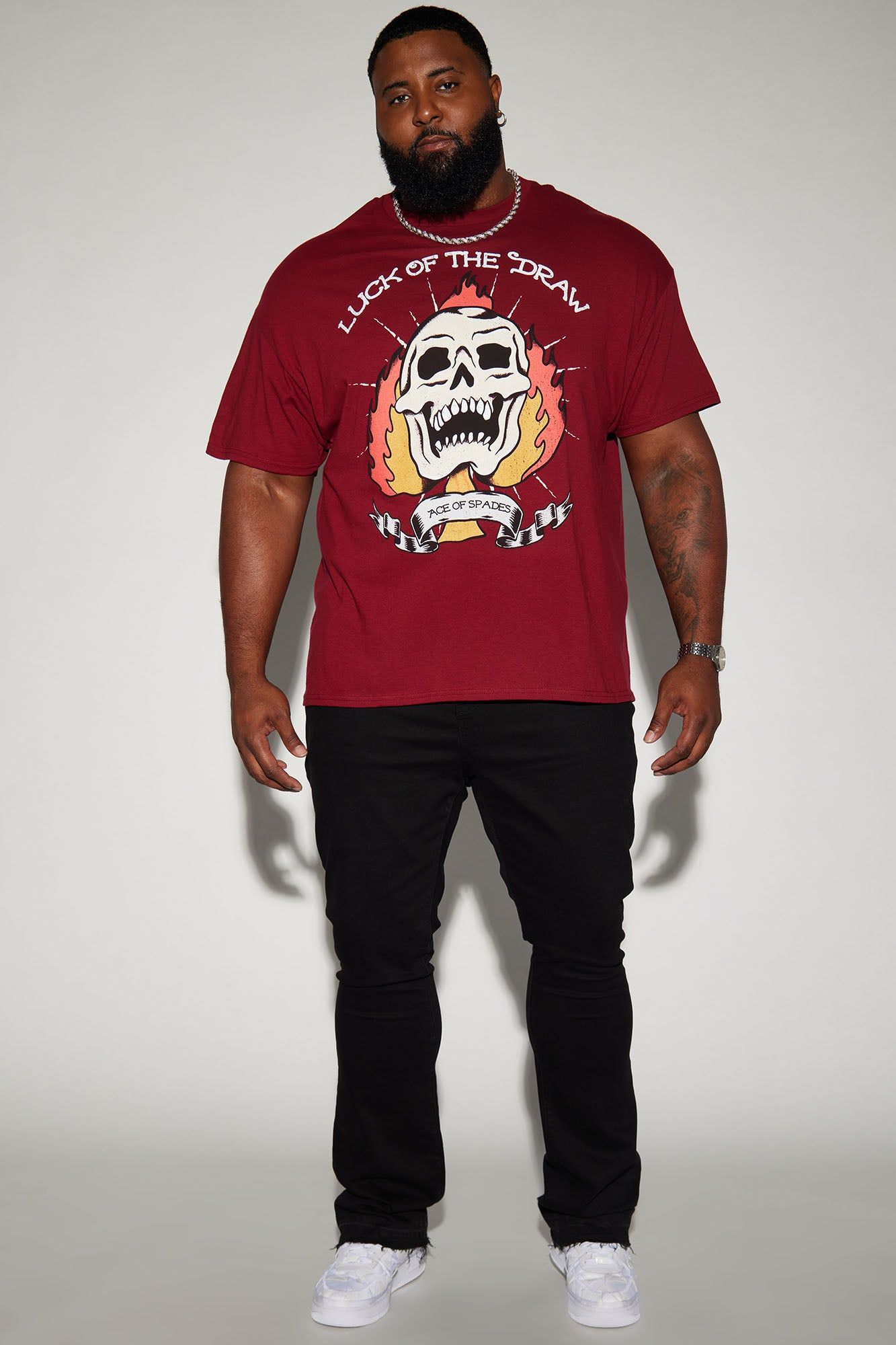 Luck Of The Draw Short Sleeve Tee - Burgundy sold by Fashion Nova product image thumbnail 5