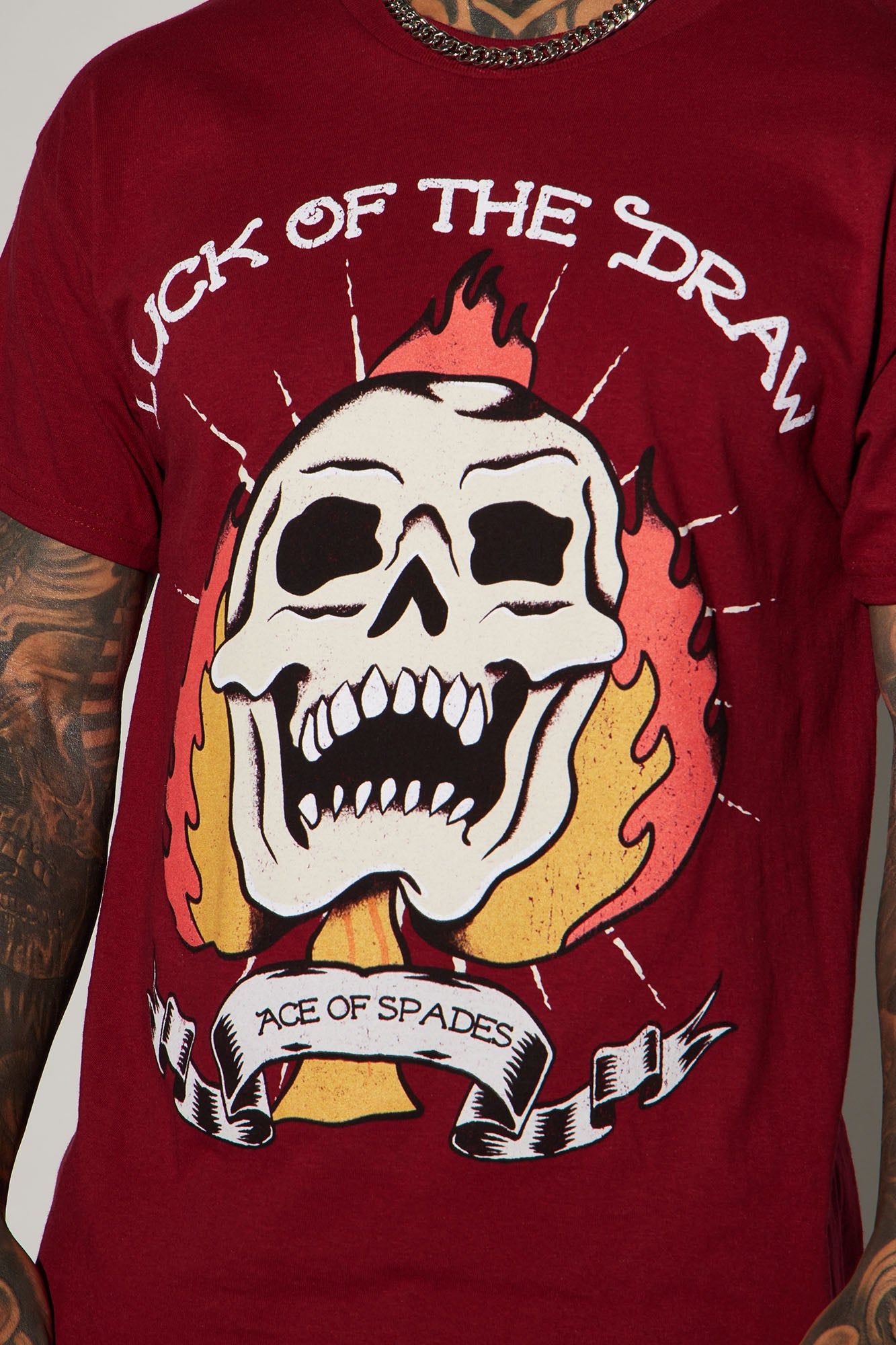 Luck Of The Draw Short Sleeve Tee - Burgundy sold by Fashion Nova product image thumbnail 3