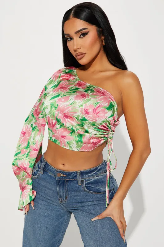 Out Of Office Satin Blouse Top - Pink/combo sold by Fashion Nova