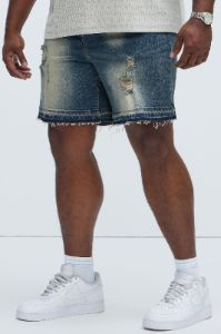 Bone Wash Relaxed Denim Shorts - Dark Wash sold by Fashion Nova