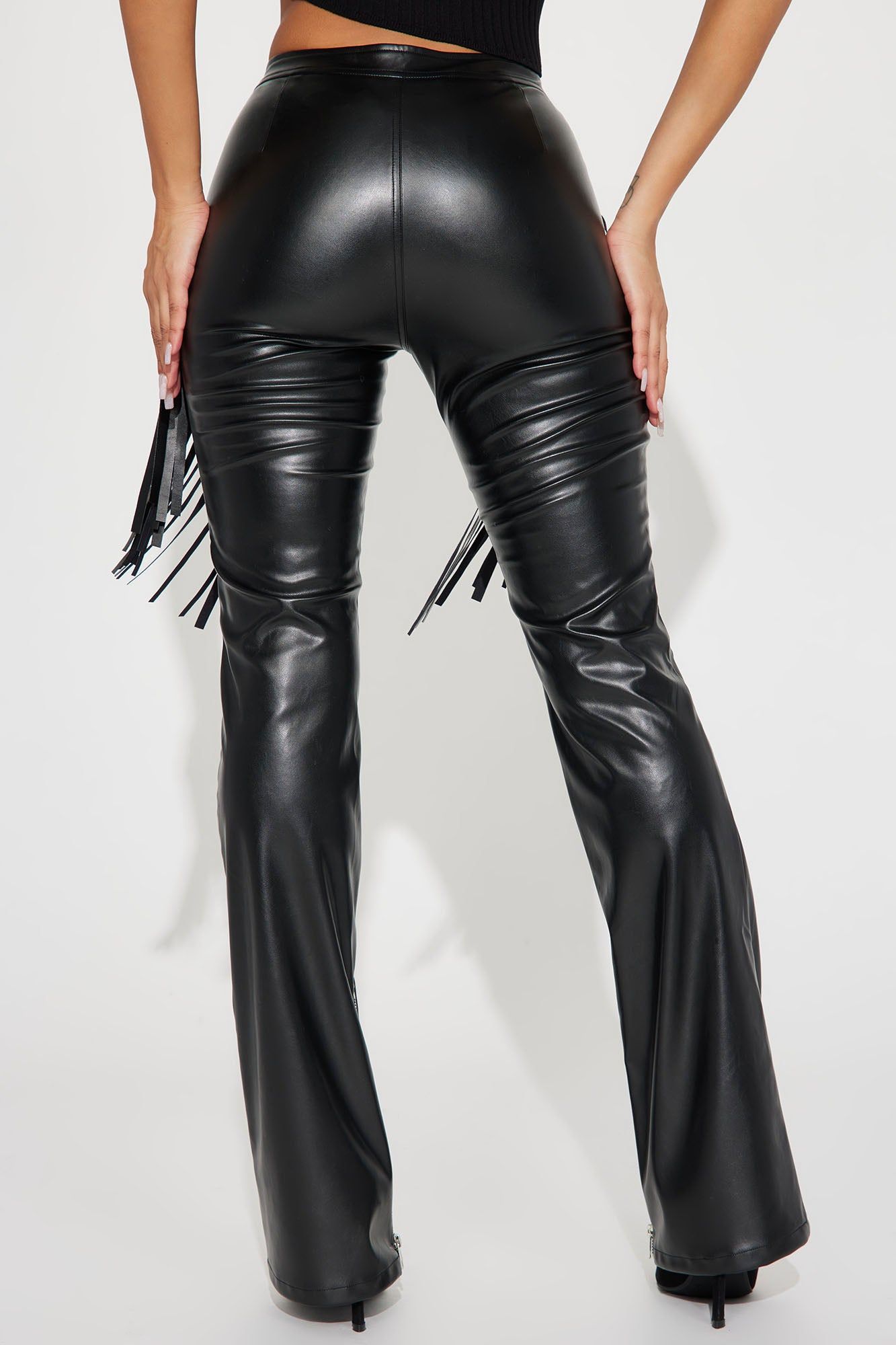 Troubled Low Rise Faux Leather Pant - Black sold by Fashion Nova product image thumbnail 3