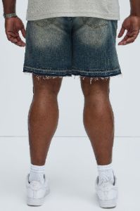 Bone Wash Relaxed Denim Shorts - Dark Wash sold by Fashion Nova