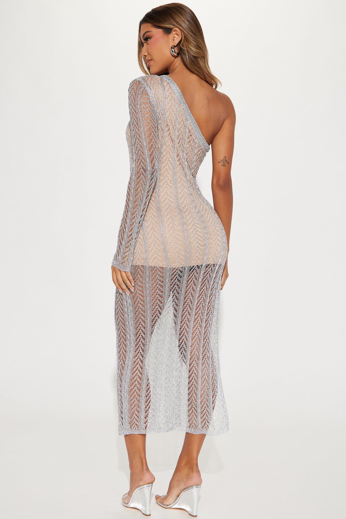 Jenna Crochet Maxi Dress - Silver sold by Fashion Nova product image thumbnail 3