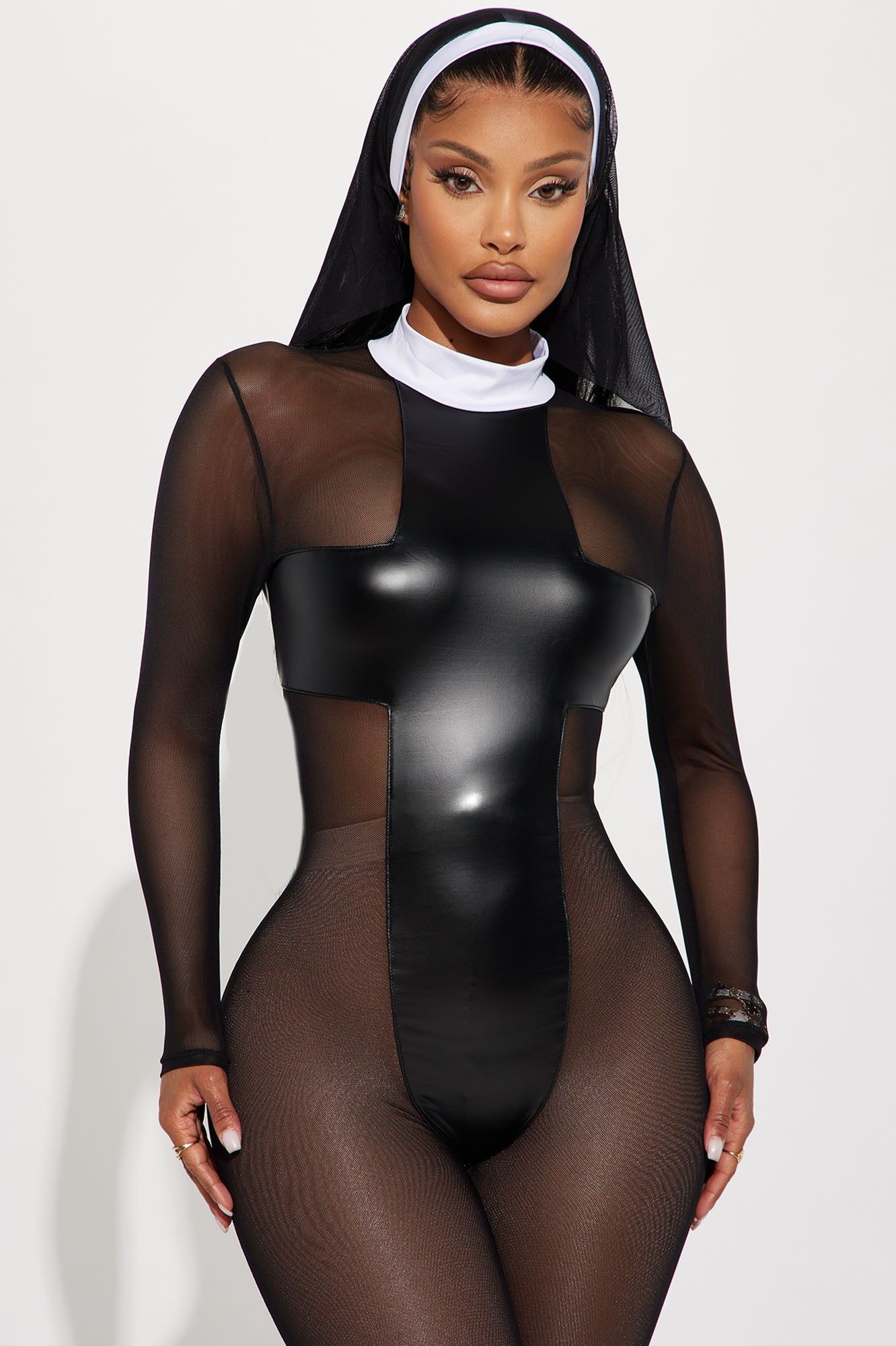 On Your Knees Nun 2 Piece Costume Set - Black/White sold by Fashion Nova product image thumbnail 2