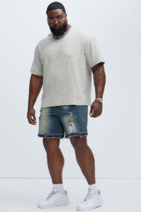 Bone Wash Relaxed Denim Shorts - Dark Wash sold by Fashion Nova