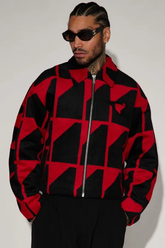 Arnold Felt Jacquard Cropped Jacket - Red sold by Fashion Nova