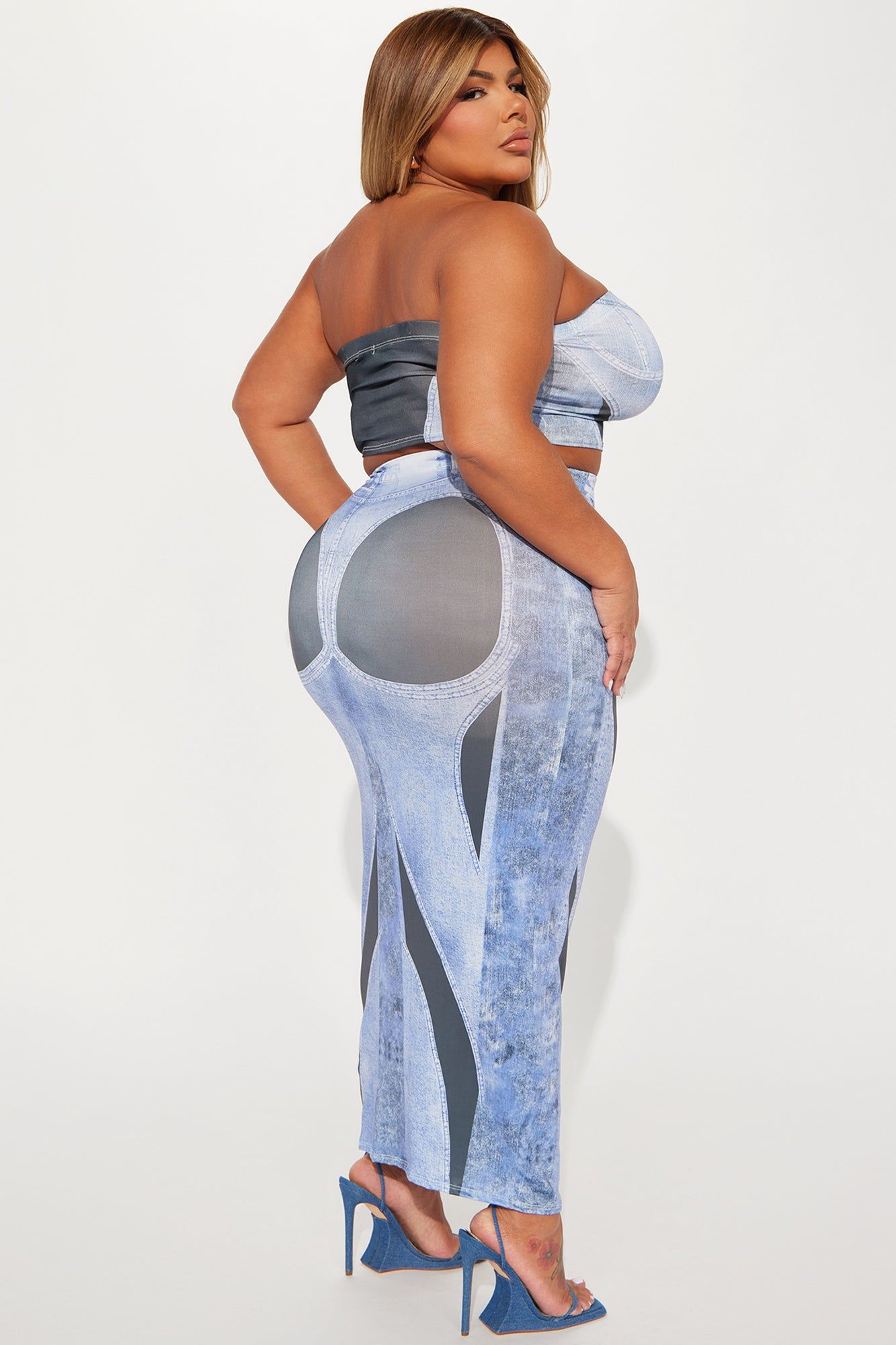 A Denim Ways Skirt Set - Denim sold by Fashion Nova product image thumbnail 6