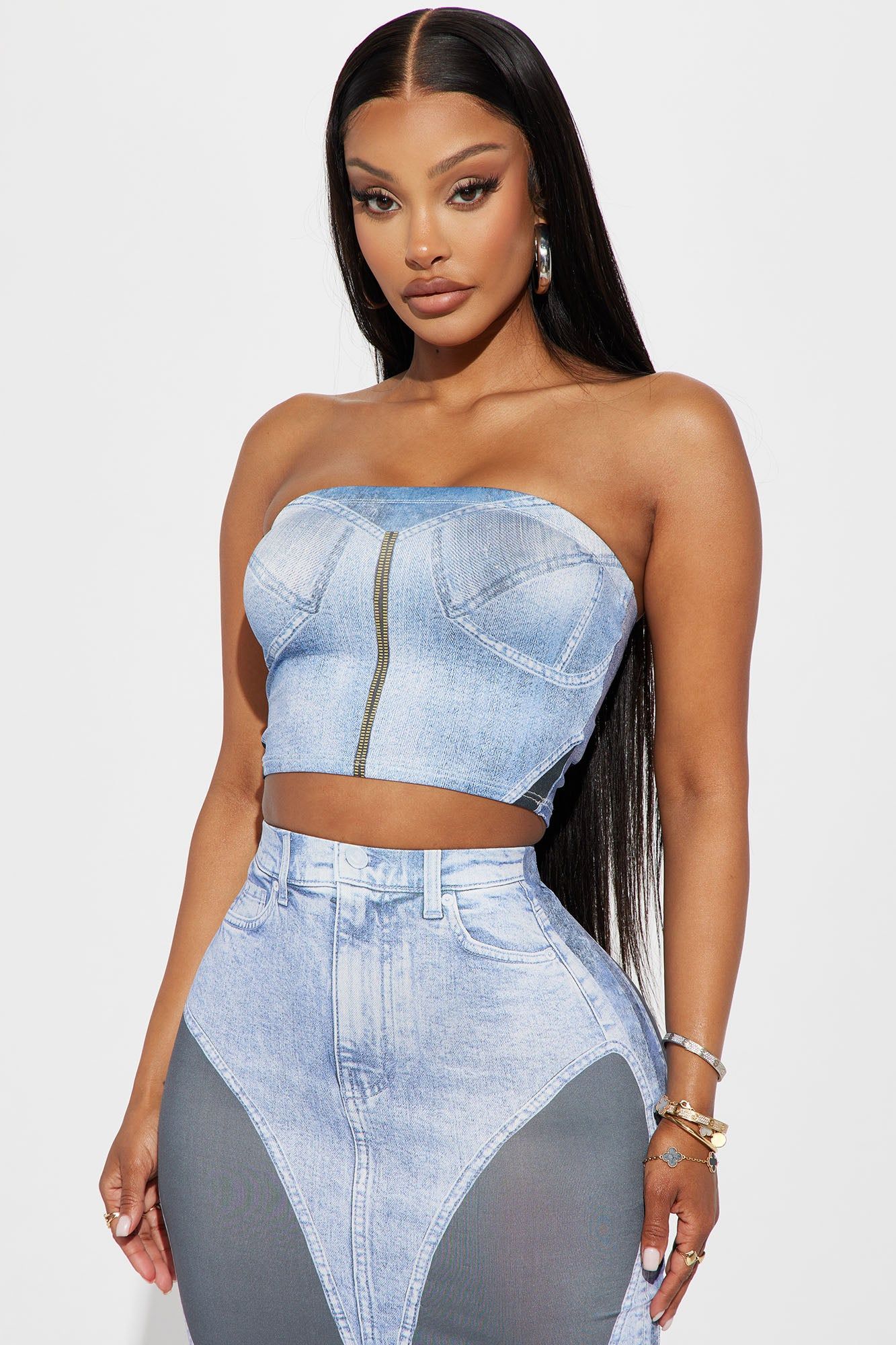 A Denim Ways Skirt Set - Denim sold by Fashion Nova product image thumbnail 2
